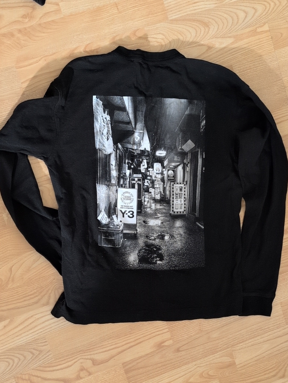 Y-3 Men's Black Shinjuku Tokyo Alleyway Long Sleeve Tee Size XS